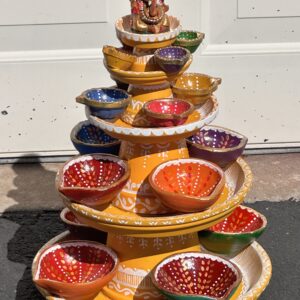 Diya Tower – Hand‑Painted Terracotta Light Stand